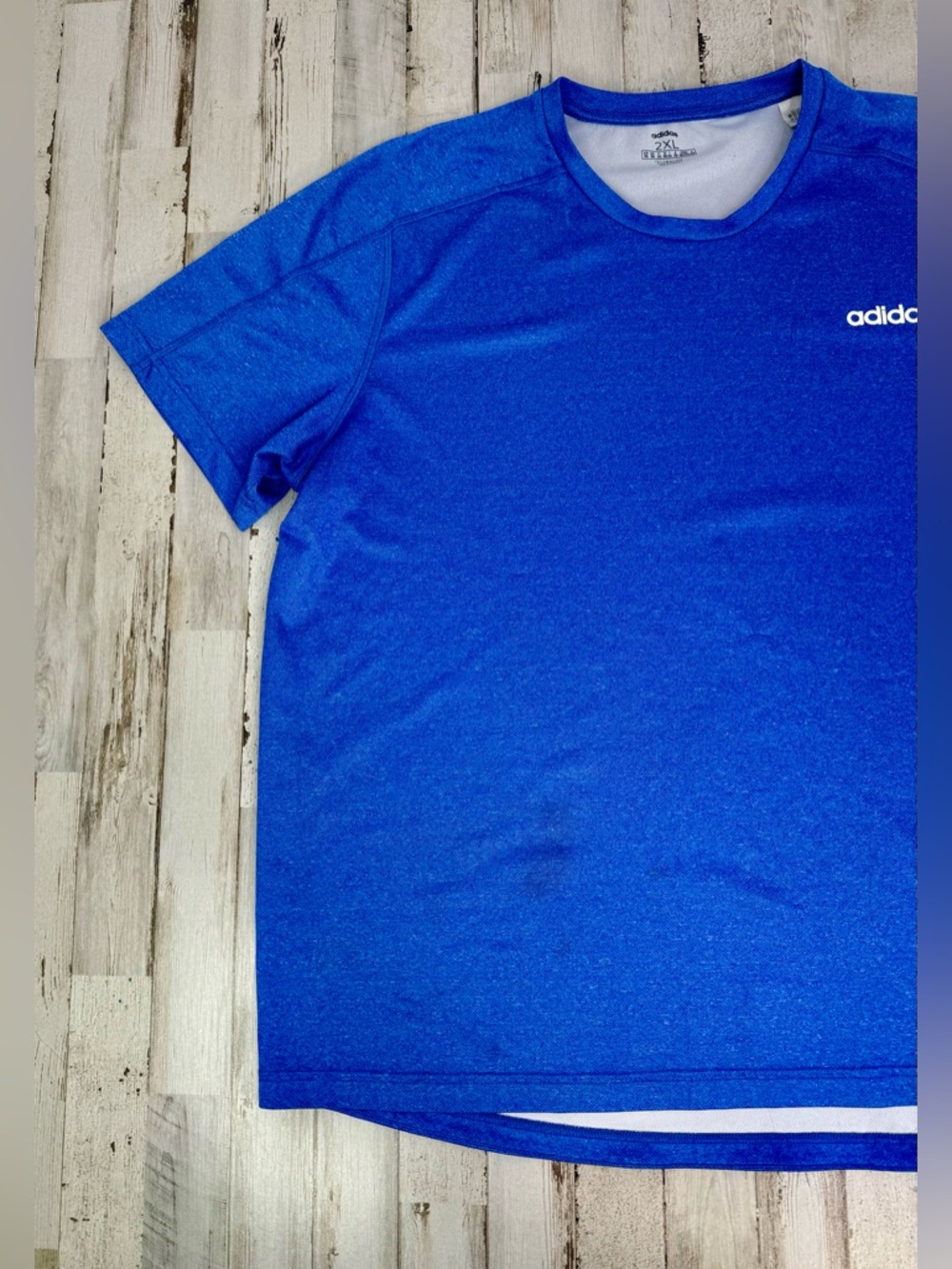 Adidas Tee Men's 2XL Blue Polyester Short Sleeve T-Shirt - Picture 3 of 10